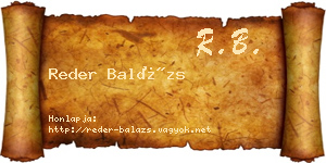 Reder Balázs névjegykártya